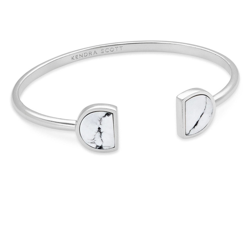 Kendra Scott Luna Cuff Bracelet White Howlite Stone Silver Tone Geometric
